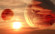 Sunset in alien planet