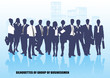 silhouettes of businessmen against the megalopolis