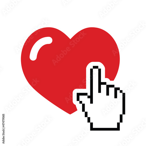 Vector: Heart with cursor hand icon - velntines, love, online dating Heart with cursor hand icon - velntines, love, online dating
