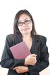 Business Lady holding her notebook.