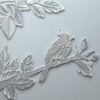 White decorative ornate paper quilling bird background