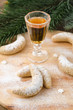 crescent cookies sprinkled with powdered sugar closeup
