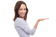 Woman presenting something