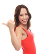 Young woman pointing