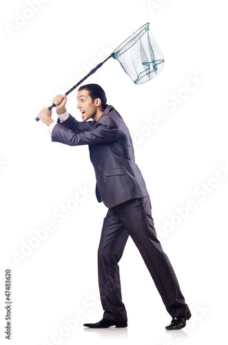 Photo: Businessman in business concept with net Businessman in business concept with net