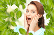 beautiful woman with green leaves