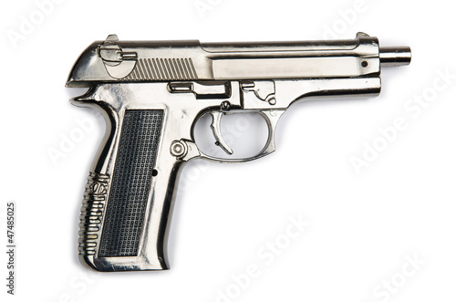 Photo: Hand gun isolated on the white background Hand gun isolated on the white background