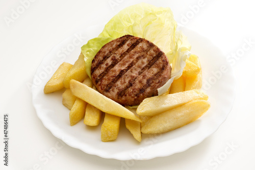 Photo: Hamburgers and chips Hamburgers and chips