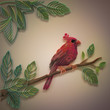 decorative ornate filigree red cardinal bird design