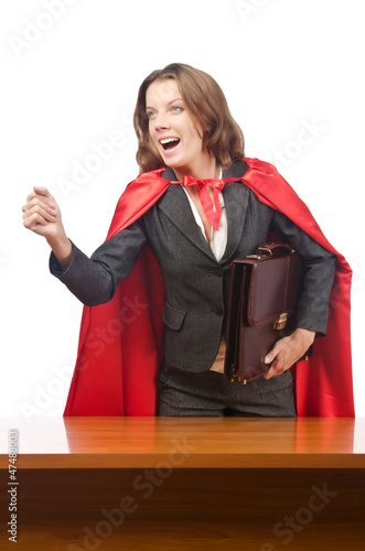 Photo: Superwoman isolated on the white Superwoman isolated on the white
