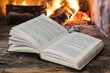 Foto: Fire in a fireplace with open book Fire in a fireplace with open book