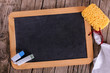 Foto: Alte Kreidetafel, old blackboard with place for text Alte Kreidetafel, old blackboard with place for text