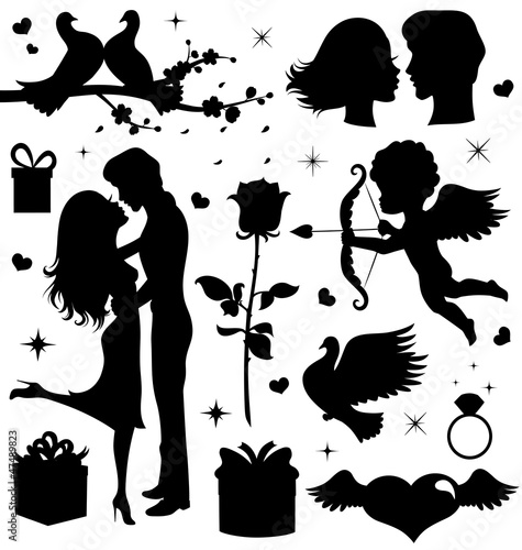 Vector: Collection of Valentine's day silhouettes. Collection of Valentine's day silhouettes.