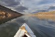 canoe on mountain lake
