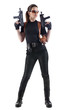Officer woman with two guns