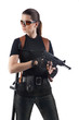 Officer woman with gun