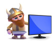 Viking loves the clarity of his new flatscreen tv