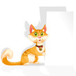 Cute cat with banner for text