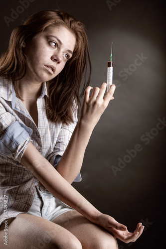 Photo: Young woman with drug addiction Young woman with drug addiction