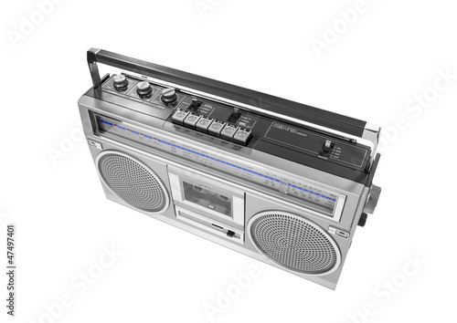 Photo: Portable Vintage Radio Cassette Recorder Isolated Portable Vintage Radio Cassette Recorder Isolated