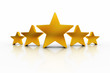 Illustration: Five Stars with reflections over white representing excellence Five Stars with reflections over white representing excellence