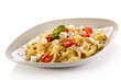 Pasta with tomato and white cheese