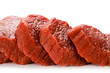 Raw beef on white background