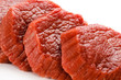 Raw beef on white background