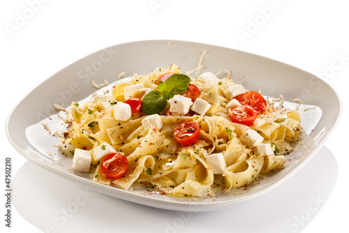 Photo: Pasta with tomato and white cheese Pasta with tomato and white cheese