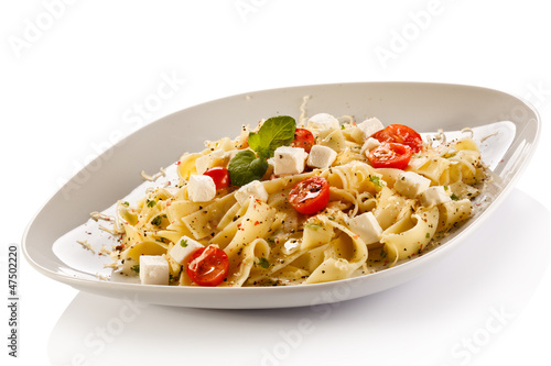 Photo: Pasta with tomato and white cheese Pasta with tomato and white cheese
