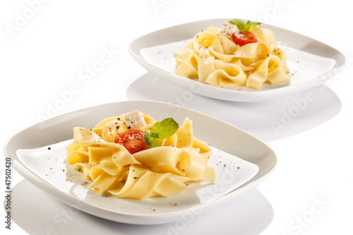 Photo: Pasta with tomatoes and white cheese Pasta with tomatoes and white cheese