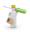 Worker with toolbox