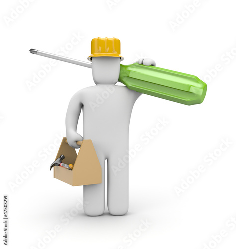 Photo: Worker with toolbox Worker with toolbox