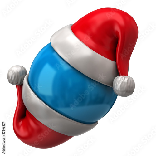 Illustration: Two Santa Claus red hats and sphere Two Santa Claus red hats and sphere