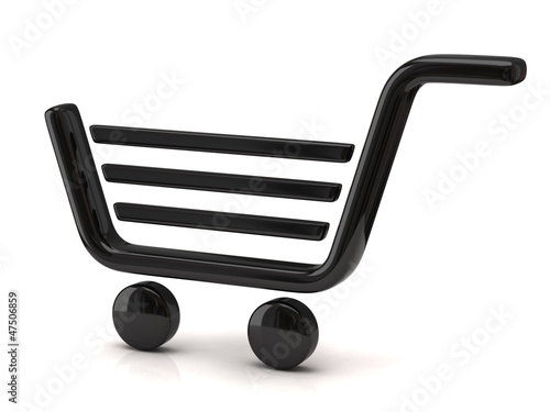 Illustration: Black shopping basket sign Black shopping basket sign
