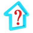 House with a question isolated on white background