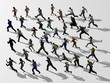 Trend, Crowd of people runs in one direction