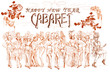 Cabaret Happy New Year ! Retro image with cancan dancers.