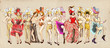 Cancan dancers - Retro image with lots of show girls