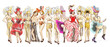 Cancan dancers - Retro image with lots of show girls