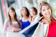Happy shopping woman