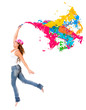 Happy female painter
