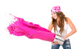 Woman splashing paint
