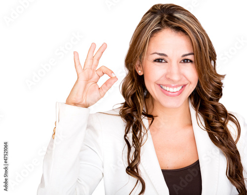 Photo: Businesswoman making an ok sign Businesswoman making an ok sign