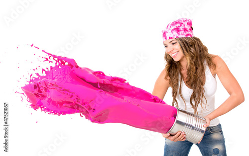 Photo: Woman splashing paint Woman splashing paint