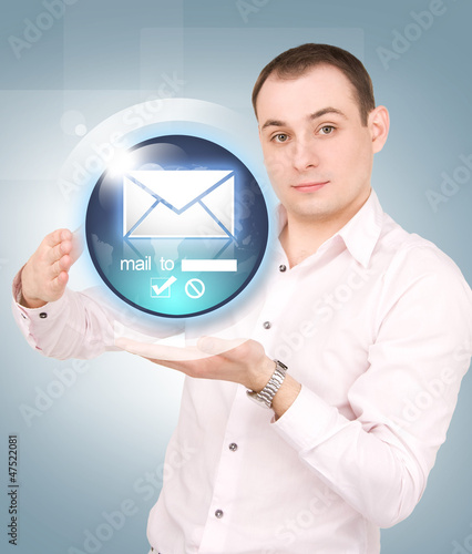 Photo: message button on the palms of his hands message button on the palms of his hands
