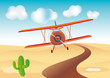 cartoon plane fly on desert