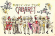 Cabaret Happy New Year ! Retro image with cancan dancers.