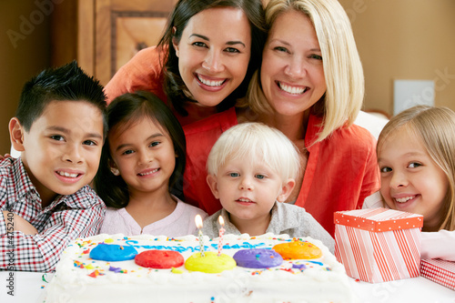 Photo: Mothers Celebrating Child's Birthday With Friends Mothers Celebrating Child's Birthday With Friends