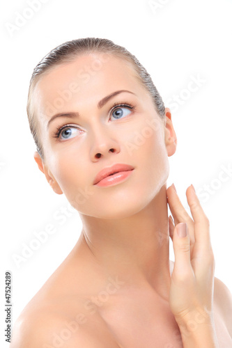 Photo: Beauty face of beautiful woman with clean fresh skin - isolated Beauty face of beautiful woman with clean fresh skin - isolated